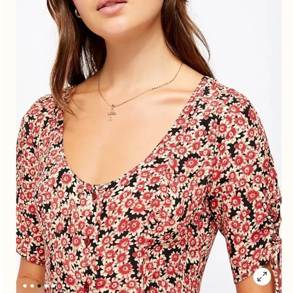 NWT Free People Laced Up Mini Dress in Black Combo - Picture 4 of 4